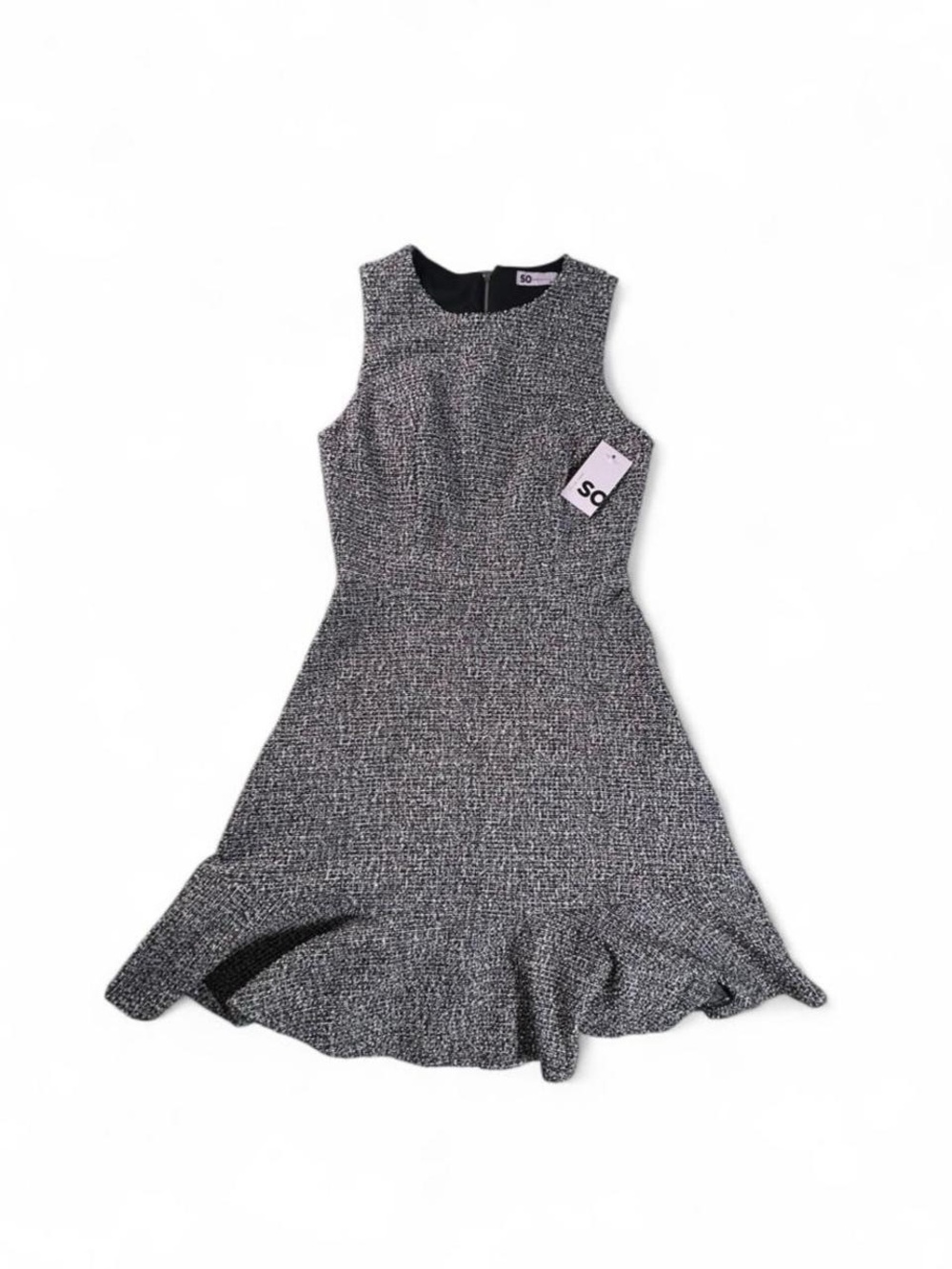 NWT SO Multicolored Textured Dress with Ruffle Hem Size S